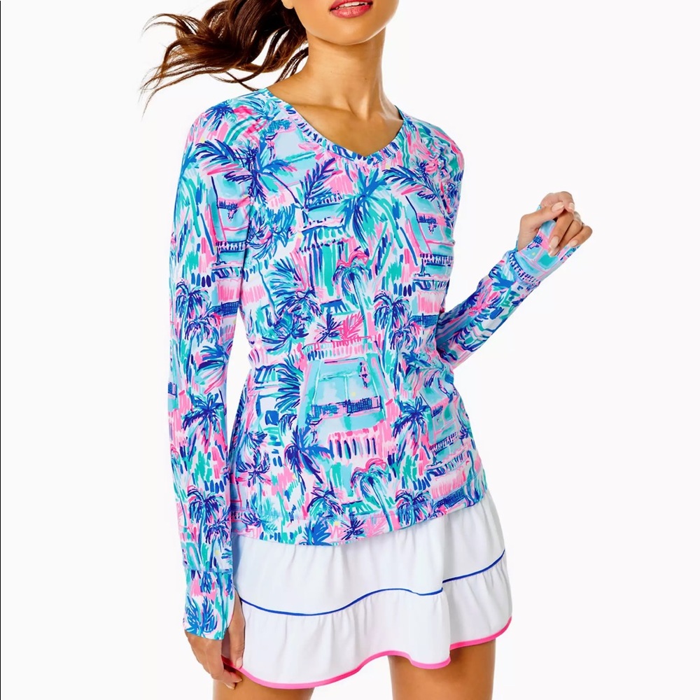 Lilly Pulitzer Luxletic Tarah Sunguard Shirt Blue